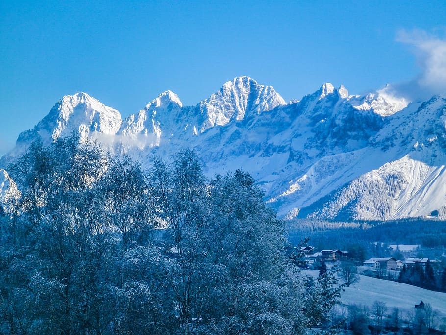 Winter, Mountains, Wintry, Alpine, landscape, austria, alpenblick, snow, dachstein, nature