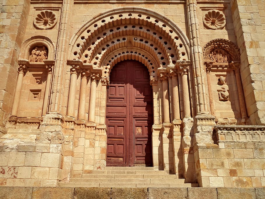 zamora, cathedral, door, church, portal, architecture, spain, castilla y leon, castile, worship