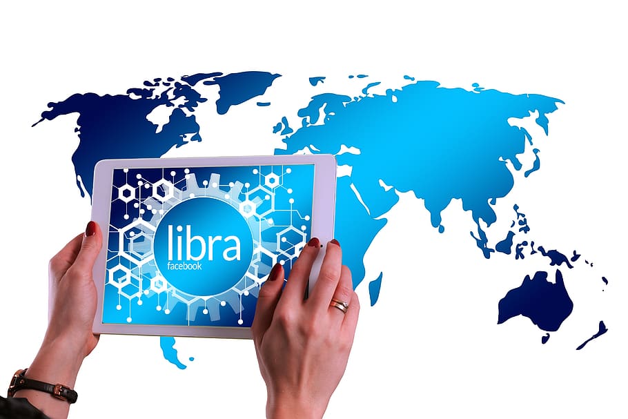 libra, crypto-currency, facebook, money, currency, global, block chain, crypto, digital, world map