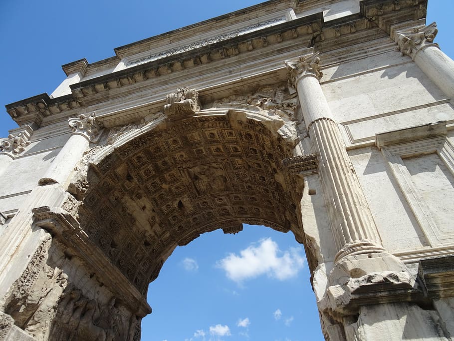 rome, roman forum, triumphal arch, italy, arc, ancient ruins, roman temple, roman, antique, titus
