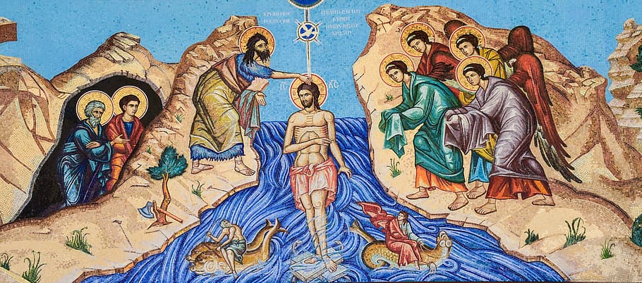 baptism, lord, Baptism Of The Lord, Mosaic, the baptism of the lord, iconography, russian church, religion, orthodox, tamassos bishop