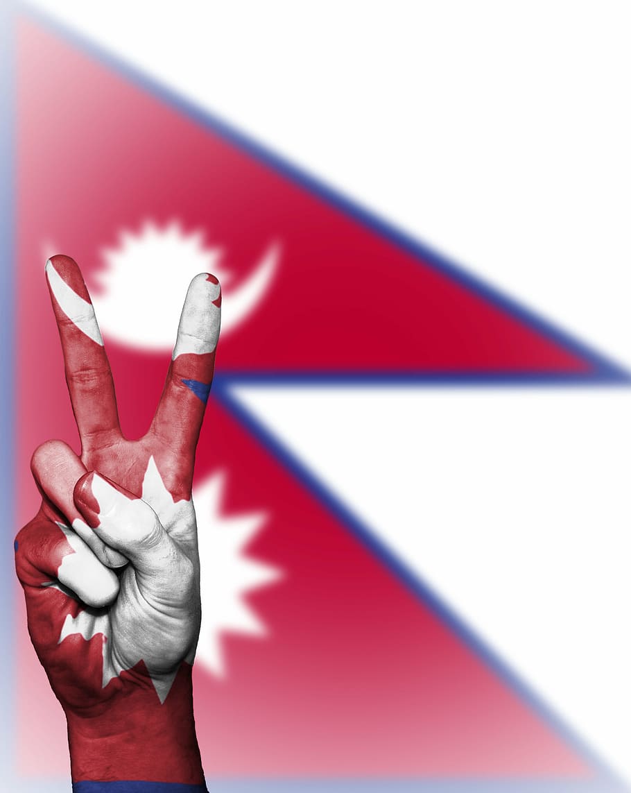 nepal, peace, hand, nation, background, banner, colors, country, ensign, flag