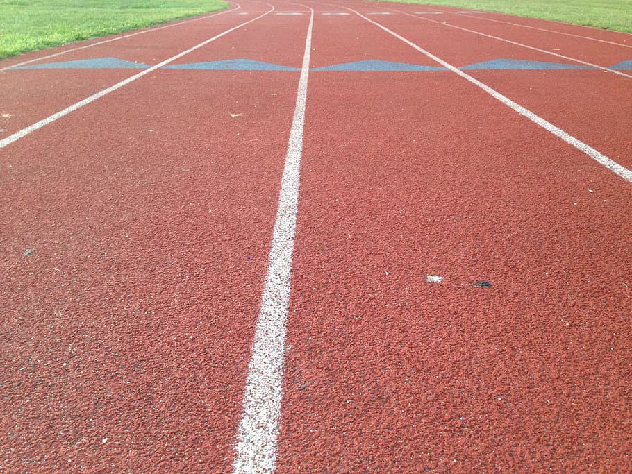 track, straight, lines, running, sport, stadium, competition, sports Track, red, running Track