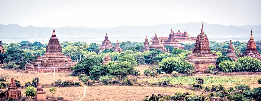 Bagan, Mandalay, Myanmar, Candi, kuno, Birma, Warisan, lama, pemandangan, Budha