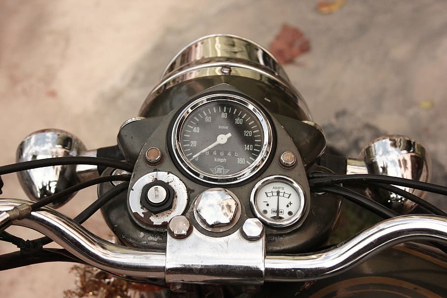 close-up photo, black, motorcycle instrument cluster panel, bike, motorcycle, bullet, motorbike, motor, ride, speed