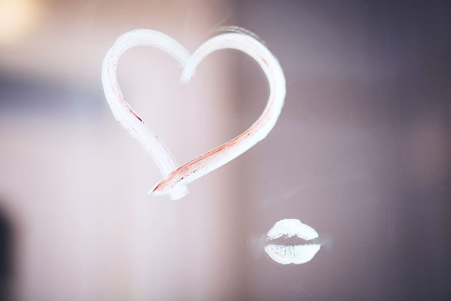 heart, love, lips, lipstick, mirror, heart shape, positive emotion, emotion, close-up, valentine's day - holiday