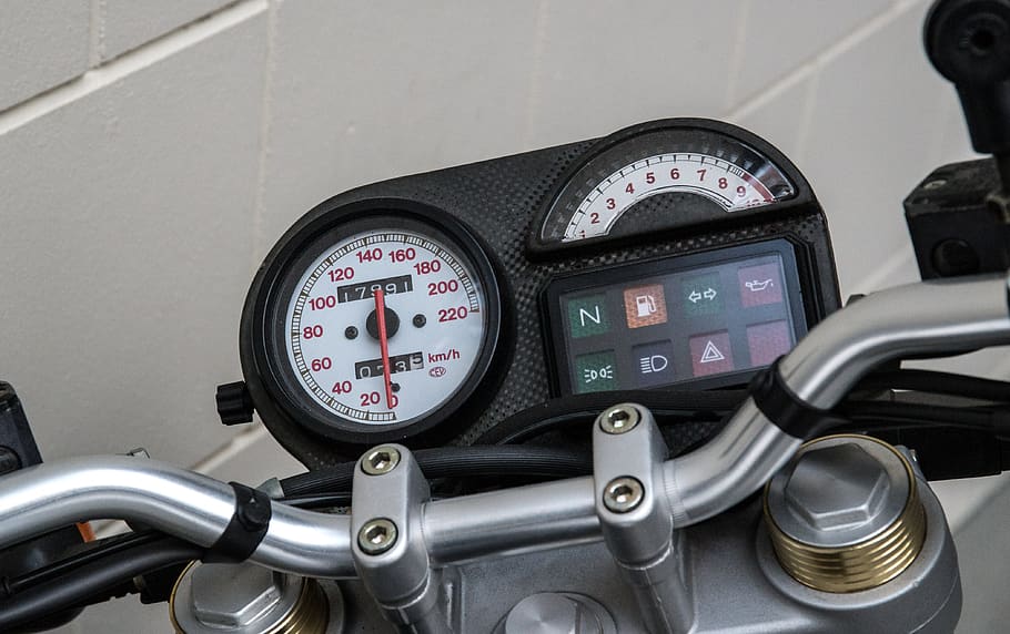 speedometer, motorcycle, tachometer, ducati, gauge, instrument, equipment, vehicle, warning lights, display instruments