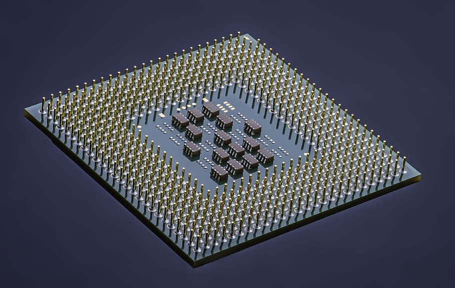 silver computer processor, electronics, integrated circuit, technology, chip, computer, processor, microchip, component, semiconductor