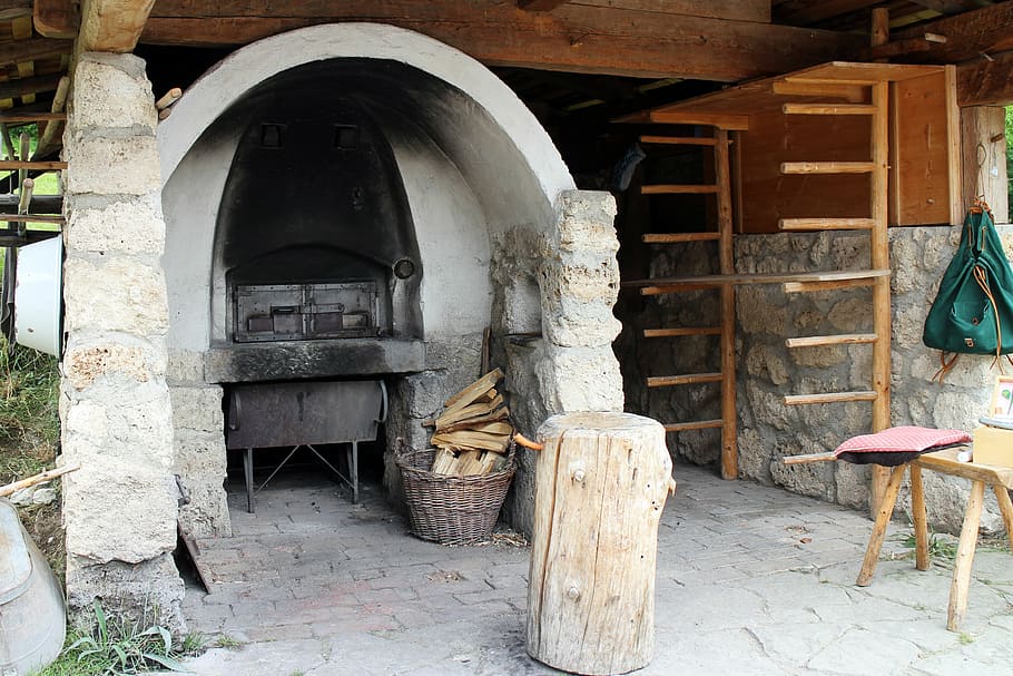 oven, stone oven, charcoal oven, wood, bread oven, garden, nature, wood burning stove, bread, pizza
