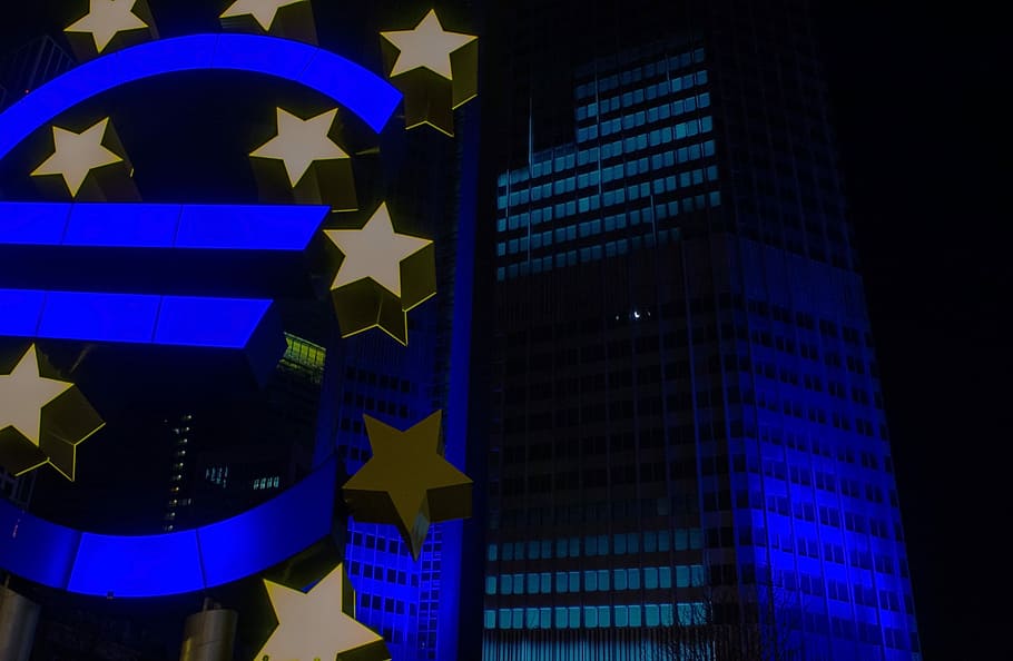 Euro, Central Bank, Frankfurt, european central bank, ecb, skyscraper, luminale, corporate business, illuminated, business