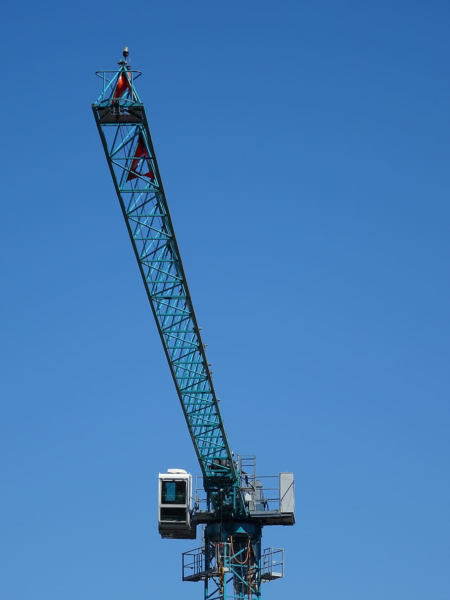 crane, baukran, blue sky, construction work, technology, site, hydraulic, load crane, load lifter, construction