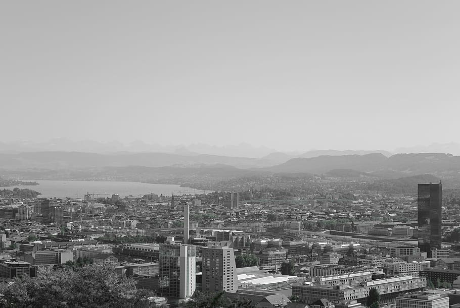 Zurich, Kota, Swiss, Danau Zurich, menara utama, kaki langit, arsitektur, eksterior bangunan, lanskap kota, tidak ada orang