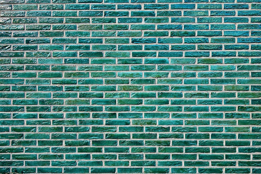 ladrillos de hormigón verde, pared de ladrillo, pared, ladrillos verdes, ladrillos esmaltados, mampostería, costura, pared de ladrillo verde, textura de ladrillo, telón de fondo de ladrillo