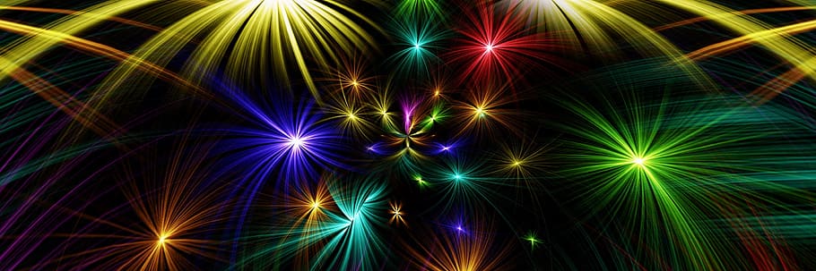 assorted-color wallpaper, star, abstract, colorful, fireworks, rocket, banner, header, new year's day, new year's eve