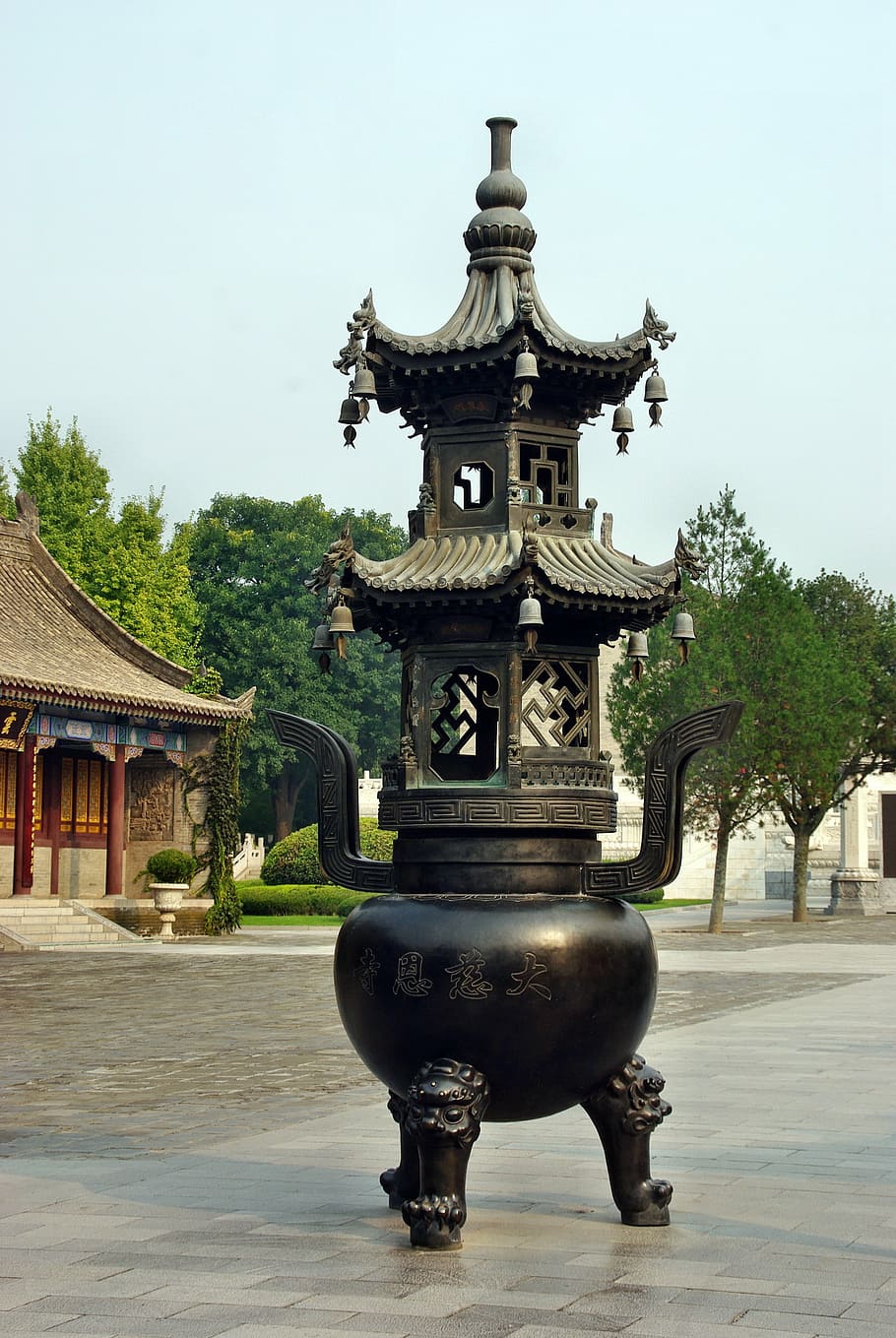 xian, pagoda, incense burner, wild goose, architecture, built structure, building exterior, building, art and craft, day