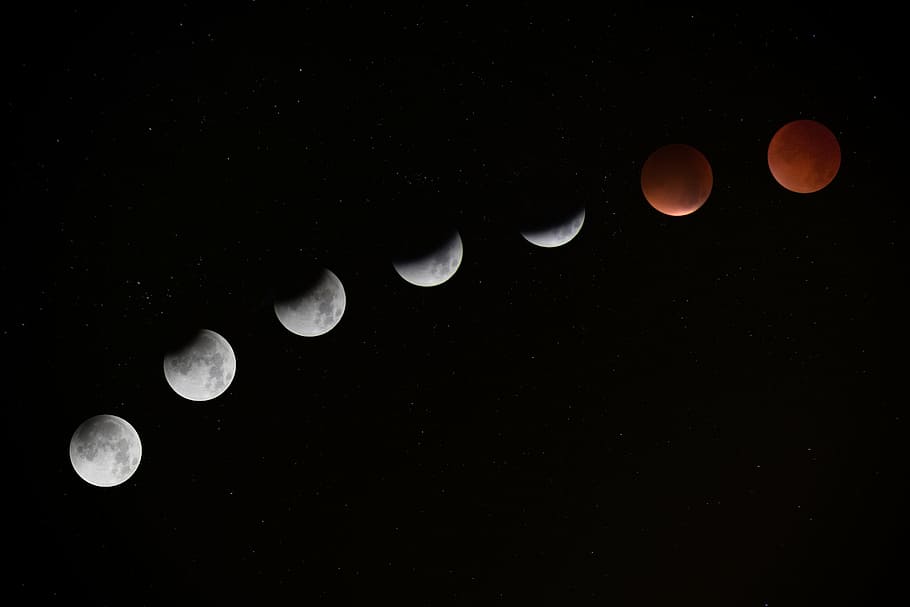 time lapse photography, planet moon, timelapse, photography, lunar, eclipse, moon, planets, sky, space