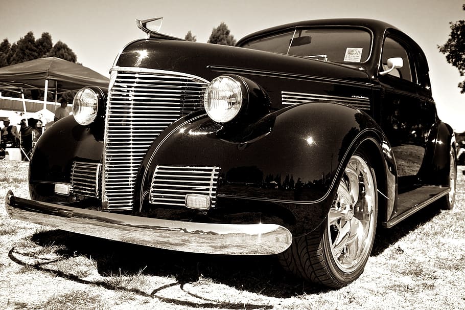 greyscale photography, black, classic, coupe, cars, hotrods, muscle, roadsters, drag, old