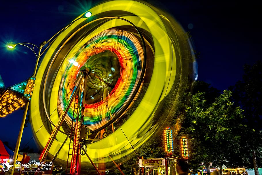 Ferris, rueda, noche, Ferris Wheel, Feria del Condado, Carnaval, Diversión, feria, festival, colorido