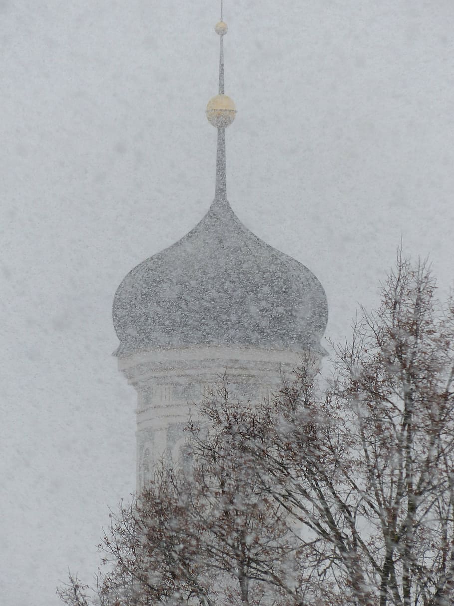 blanco, negro, estructura de la mezquita, tormenta de nieve, ráfaga de nieve, copos de nieve, nevadas, tormentas de nieve, invierno, frío