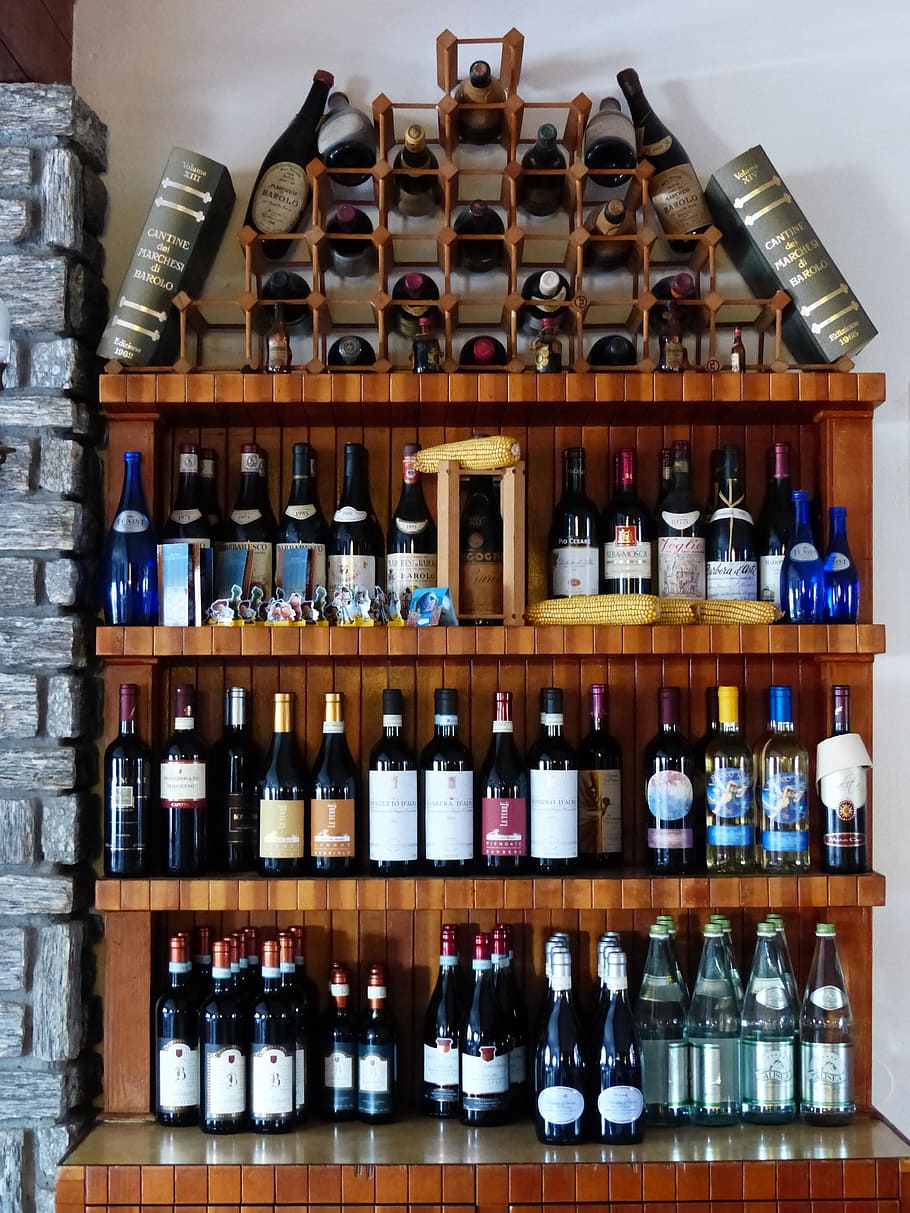 Wine Rack, Shelf, Wine Bottles, wine, bottle, alcohol, wine Bottle, store, drink, in a row