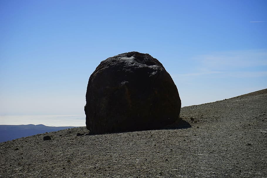 ball, stone, lavaball, stone ball, hike, trail, migratory path, path, away, trist
