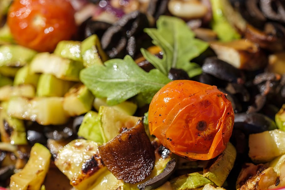 salad, mediterranean, barbecue, grilled, grill, vegetables, vegan, vegetarian, zucchini, eggplant