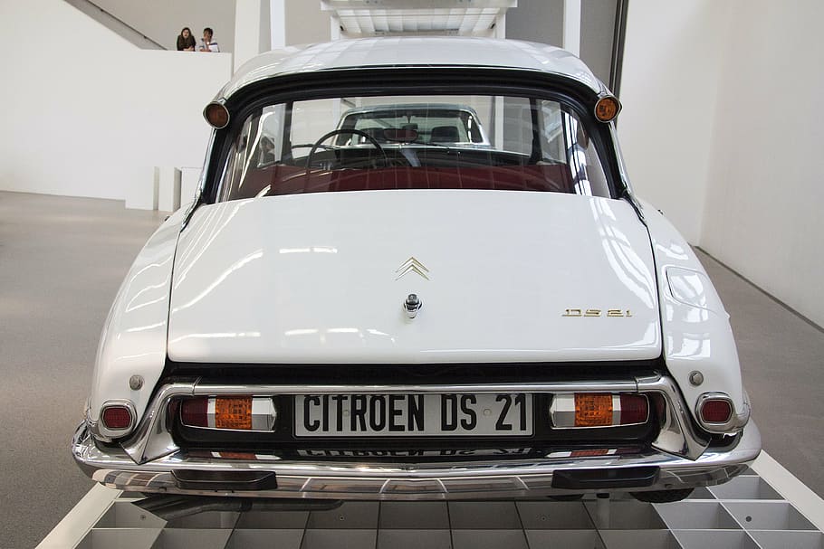back, view photo, white, citroen ds 21, ds21, ds 21, automotive, citroën, 1955-1975, all four wheels