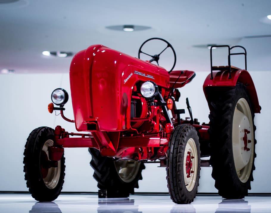 traktor, merah, pertanian, industri, mesin, kendaraan, transportasi, pedesaan, pekerjaan, teknologi