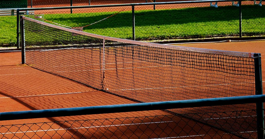 теннисный корт, дневное время, теннис, ясень, мяч, спорт с мячом, сеть, космос, грунтовый корт, спорт