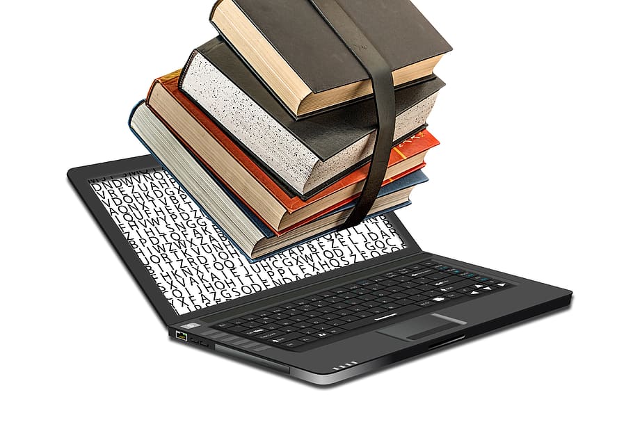 beberapa buku bacaan, digitalisasi perpustakaan, elektronik, digitalisasi ebook, e-book, buku, tahu, informasi, rak buku, data