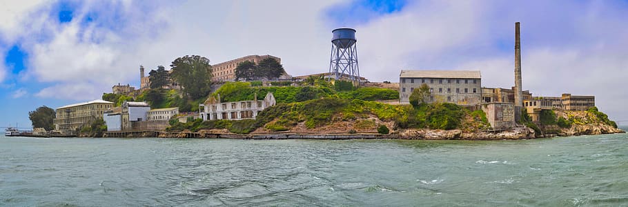 alcatraz, san francisco, prison, usa, california, panorama, building, landscape, america, north america