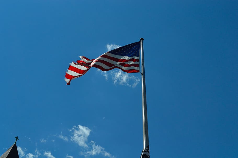 bandera, américa, durante el día, ], bandera americana, banderas, antigua gloria, bandera meteorizada, guerra, ondeando la bandera americana