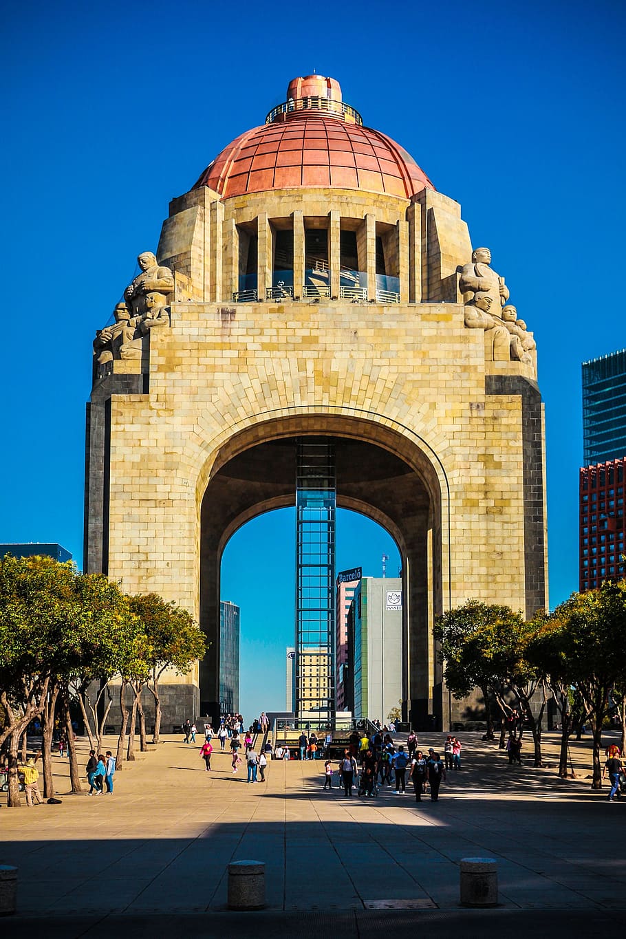 monument, revolution, mexico, architecture, built structure, building exterior, group of people, arch, sky, history