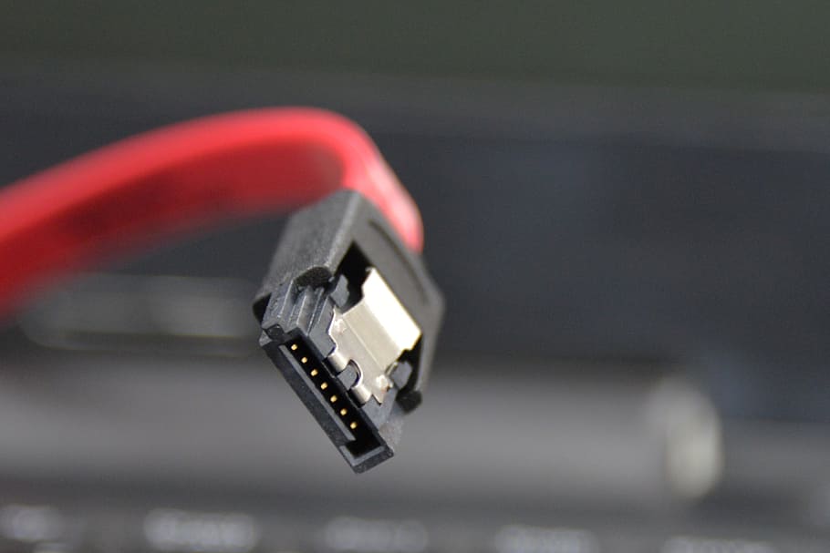 foto de close-up, preto, vermelho, cabo sata, cabo, conexão, cabo de conexão, notebook, computador, tecnologia