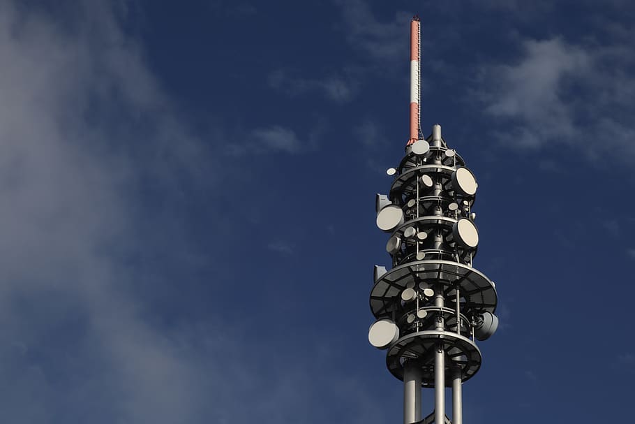 mobile communications, radio tower, antenna, telecommunications, tower, sky, architecture, low angle view, tall - high, built structure