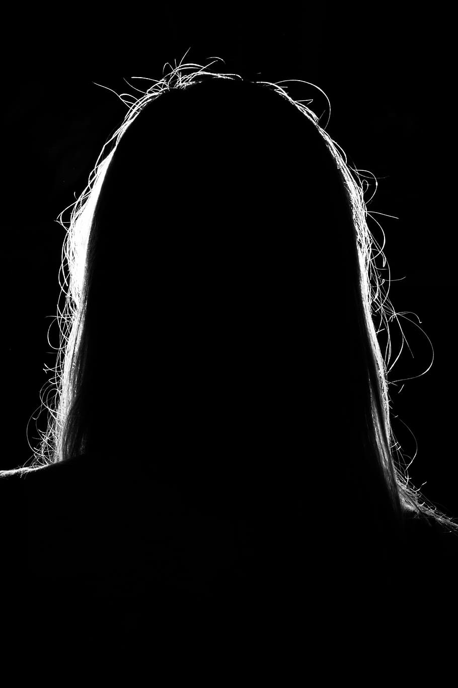 foto de silueta, persona de pelo largo, silueta, mujer, oscuro, claro, persona, desconocido, secreto, anónimo
