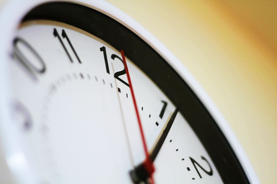 jam dinding analog bulat, waktu, tiempo, hitungan, hari, masa depan, menit, tahun, kemarin, tanggal