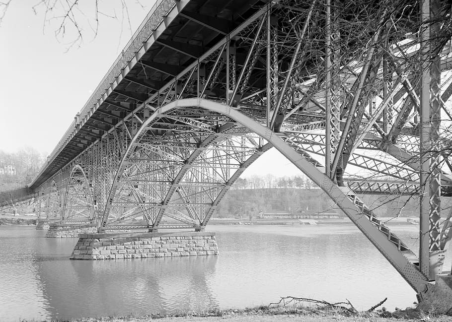 Puente, Acero, Arco, Braguero, Río, histórico, perspectiva, schuylkill, philadelphia, pennsylvania