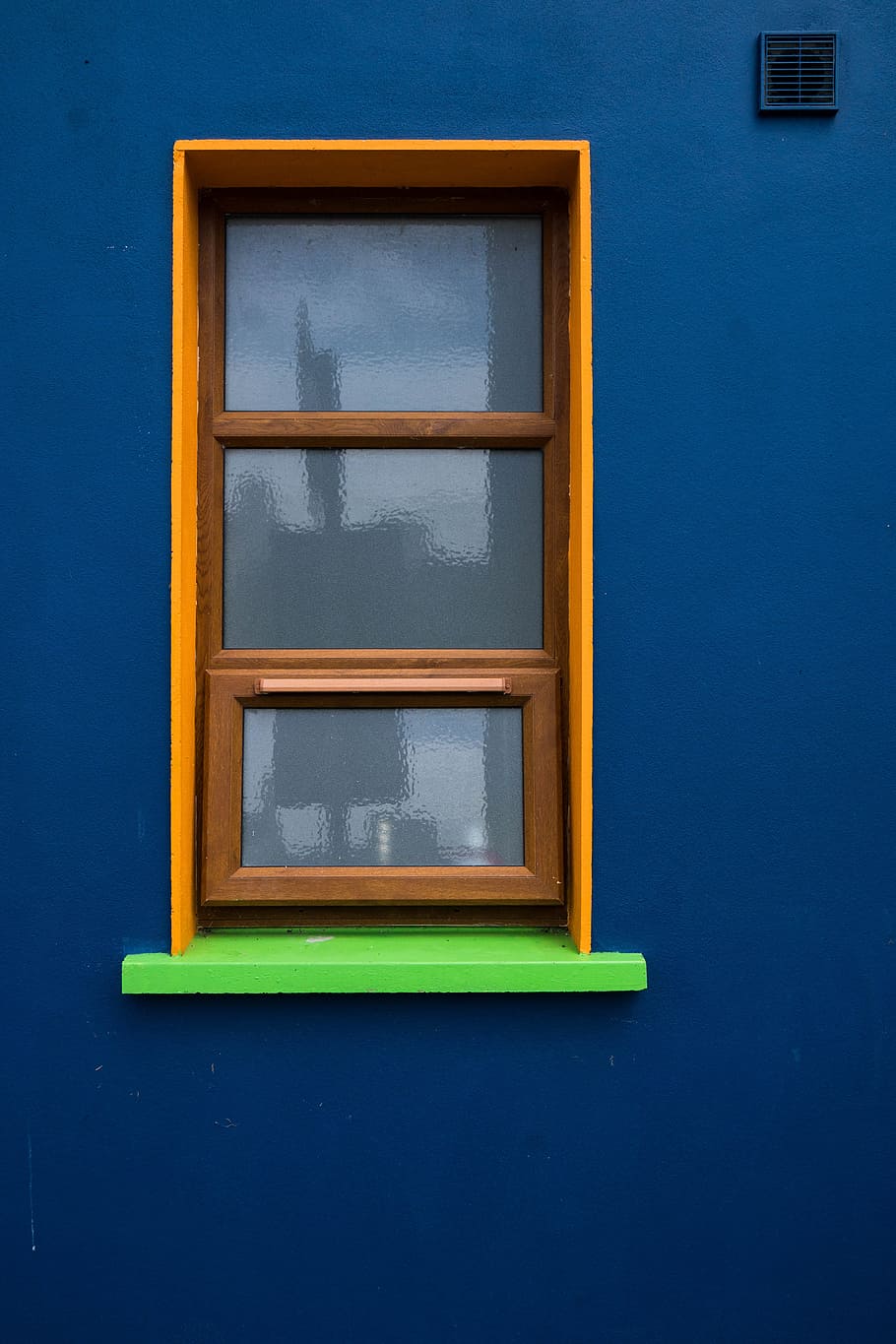 ventana, vidrio, arquitectura, edificio, disco, azul, pared, reflexión, reflejo, inicio