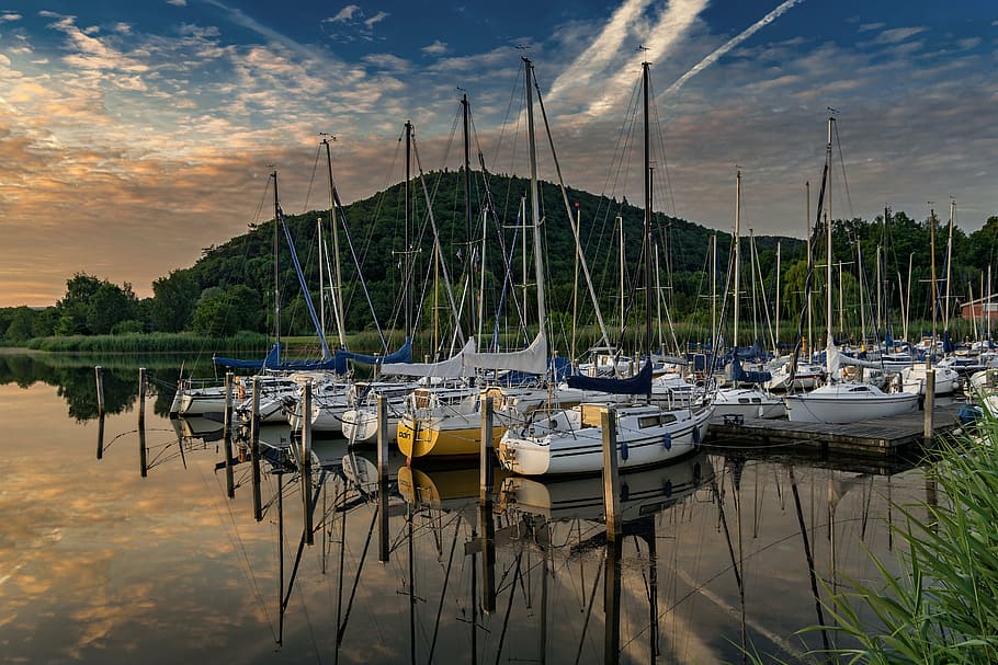 Свободная гавань. Естественная гавань. Фото катеров на воде летом.