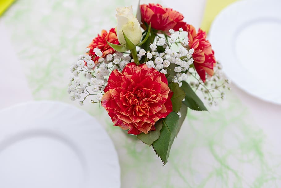 deco, flowers, vase, decoration, romantic, romance, love, background, heart, daisy