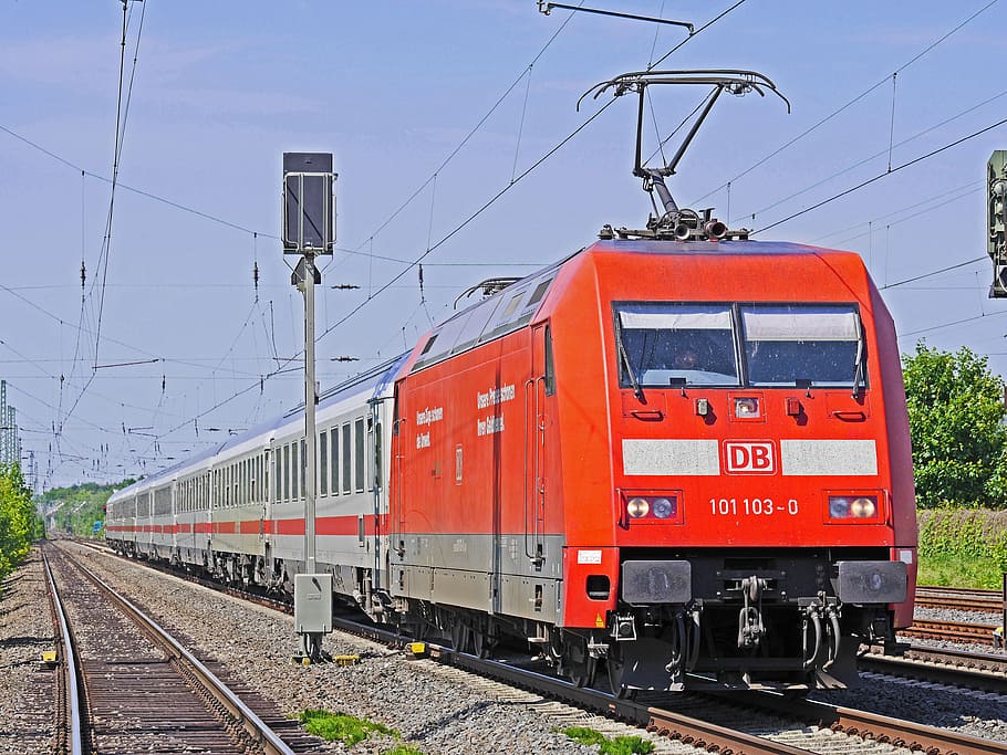 deutsche bahn, antarkota, ic, kereta api, lalu lintas kereta api, lokomotif listrik, jalur utama, lalu lintas jarak jauh, perpindahan standar, br101