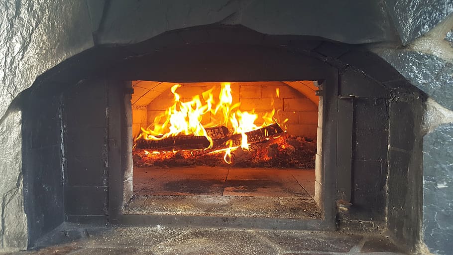 fuego, horno, ladrillo, pizzería, cocina, pizza, leña, quema, caliente, fuego - Fenómeno natural