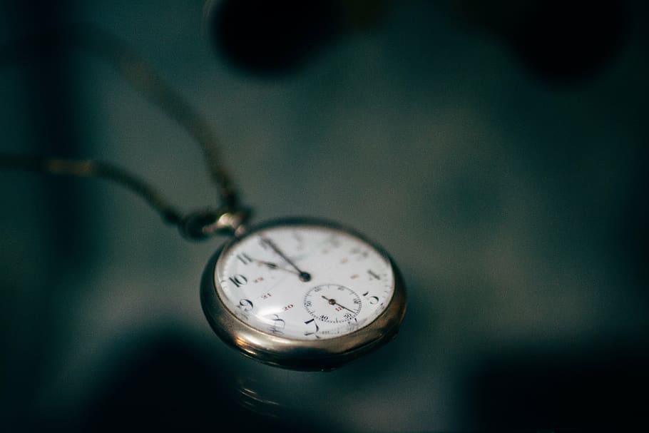 round pocket, watch, displaying, 11:00, white, gold, pocket, clock, time, close-up
