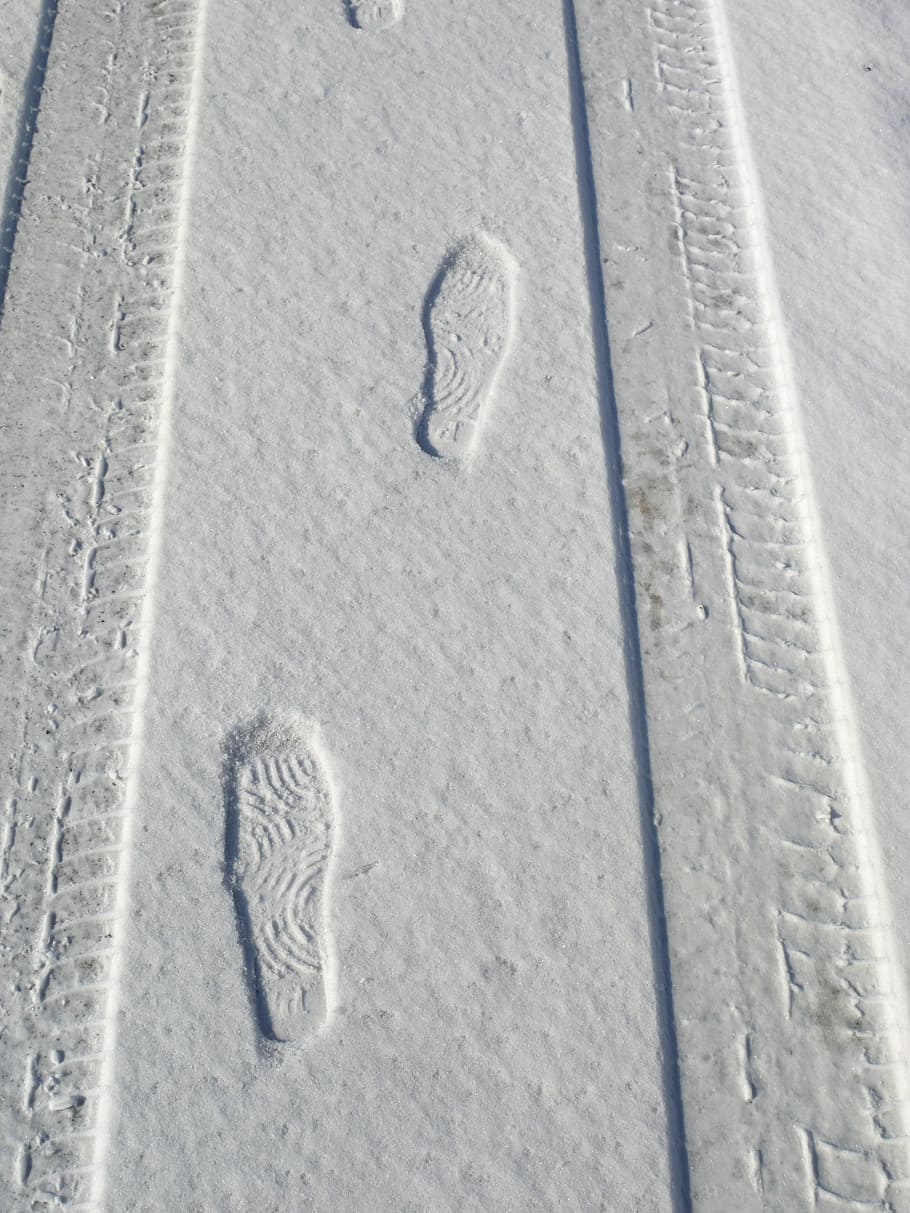 trace, footprint, snow, direction, spring, sunny, texture, background, pattern, cold temperature
