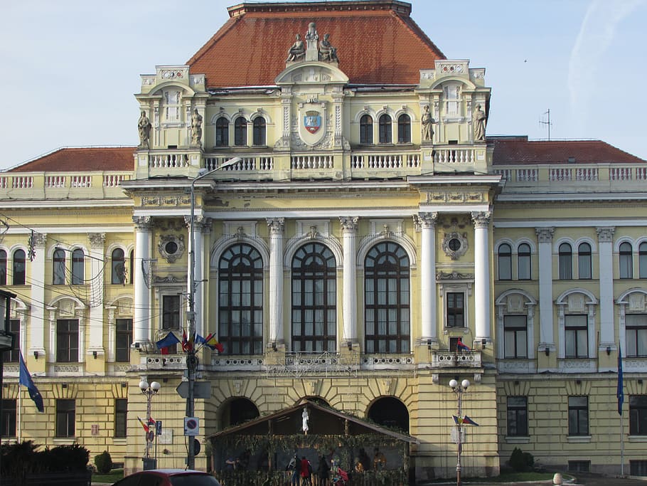oradea, rumania, transilvania, centro, crisana, vech, ayuntamiento, exterior del edificio, arquitectura, estructura construida