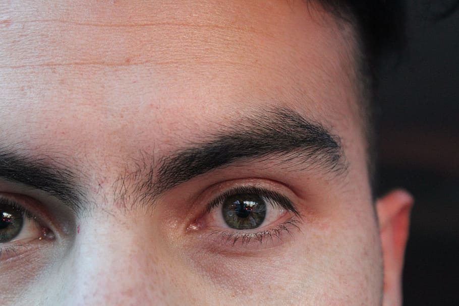 Eye, Macro, Eyebrow, Male, Face, part, one person, human eye, looking at camera, portrait