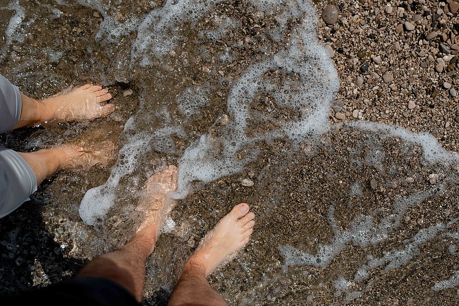 fondo, agua, playa, borrosa, olas, arena, mar y fondos, parte del cuerpo humano, pierna humana, parte del cuerpo