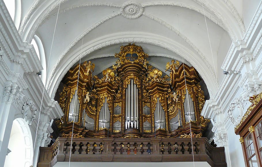 church organ, organ, church, bamberg, organ whistle, instrument, whistle, church music, architecture, baroque