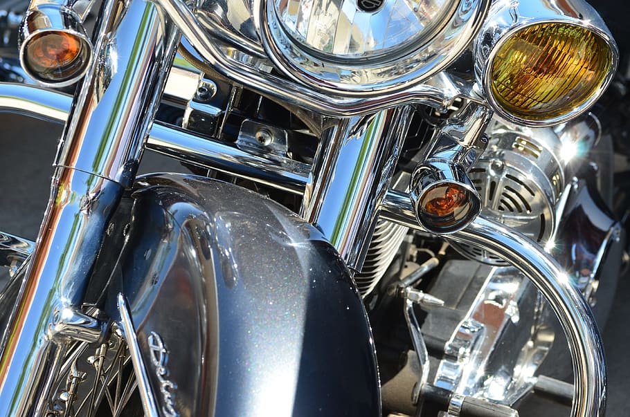 silver motorcycle, chrome, harley davidson, davidson, motorcycle, harley, bike, motor, motorbike, ride